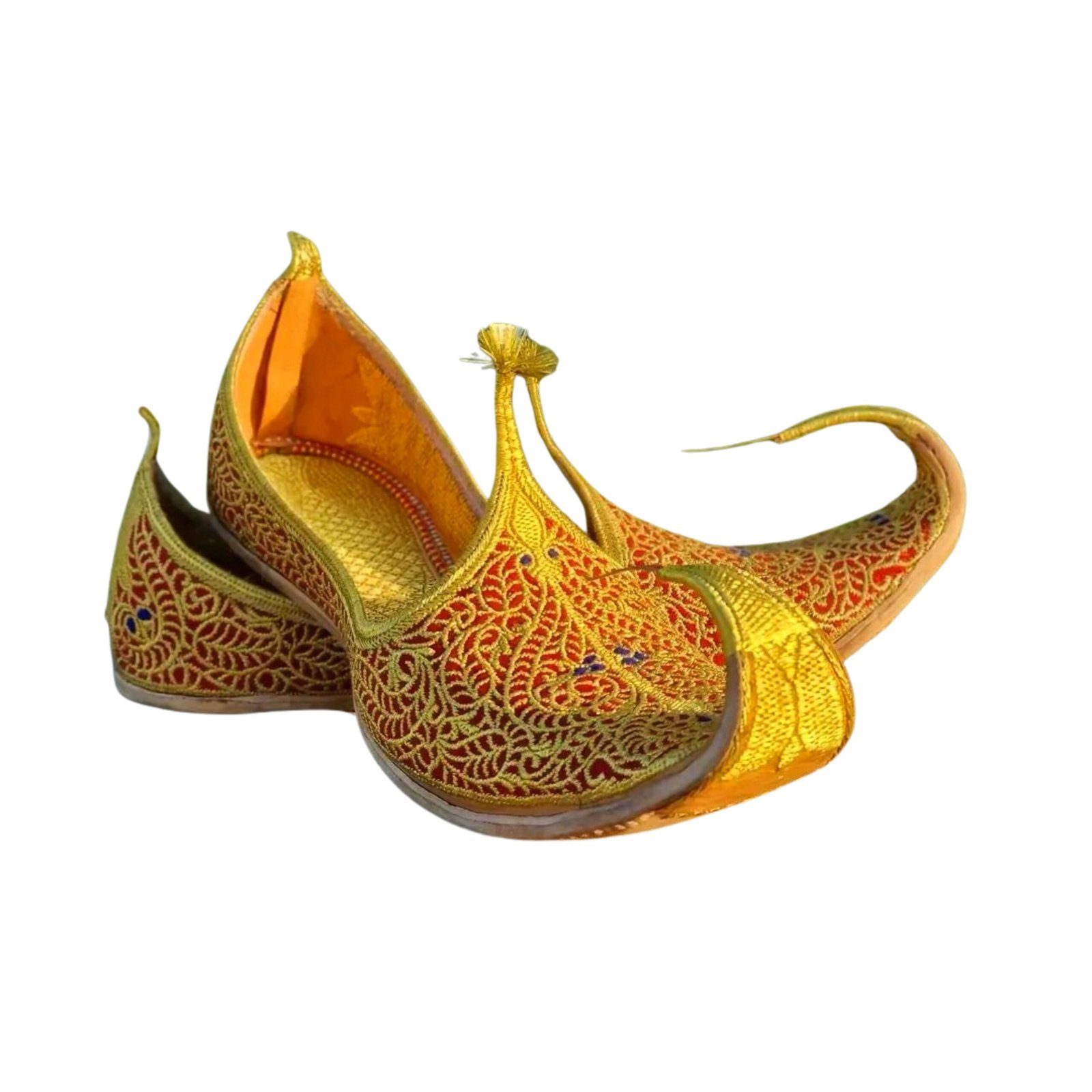 Untitled design (14) Handmade Khussa – Red & Golden Embroidered Mojari - Image 1