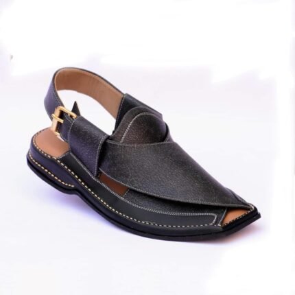 Ultra Soft Medicated Black Round Shape Peshawari Chappal
